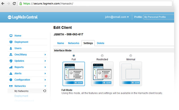 Client Configuration Management - Configure settings for individual networks and clients